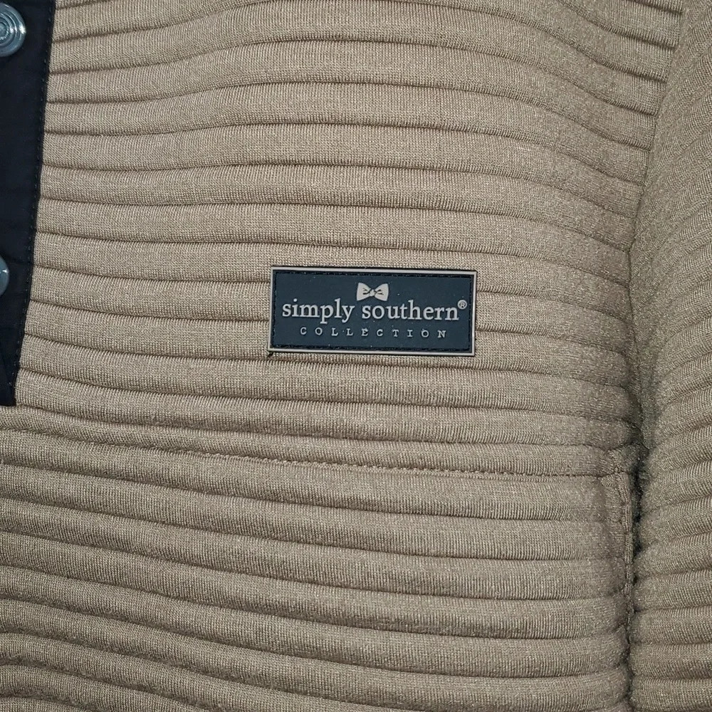 Simply Southern Ribbed Pullover Sweater in Mocha and Black Trim Women's Size XL - Picture 4 of 16